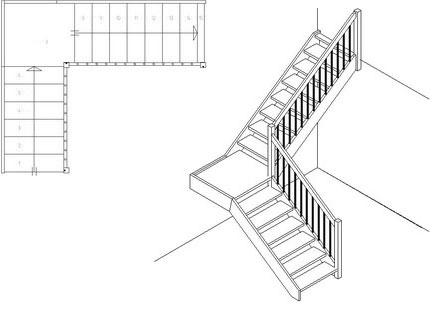 Schody 1/4 z podestem